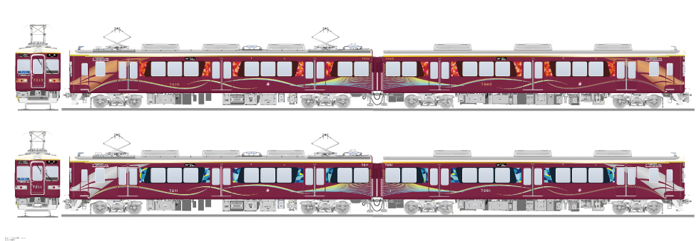 能勢電鉄7200系×2R